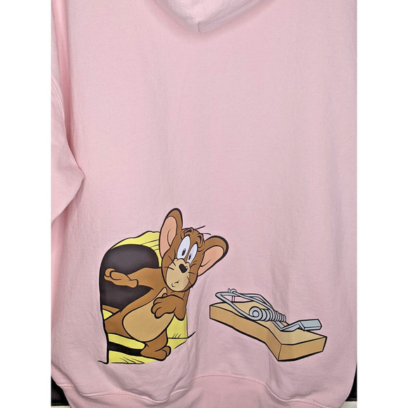 Tom And Jerry Cartoon Show Pink Hoodie Pullover XL Front Back Design P2P 24" - Picture 2 of 11